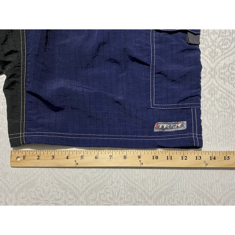 Vintage TREK Bicycle Cargo Cycling Shorts XXL Blue/Black Made in USA 100% Nylon - Picture 5 of 8